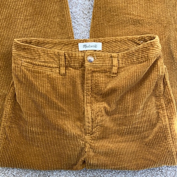 Madewell Pants - Madewell Slim Emmett wide-leg crop corduroy gold